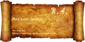 Mattes Andor névjegykártya
